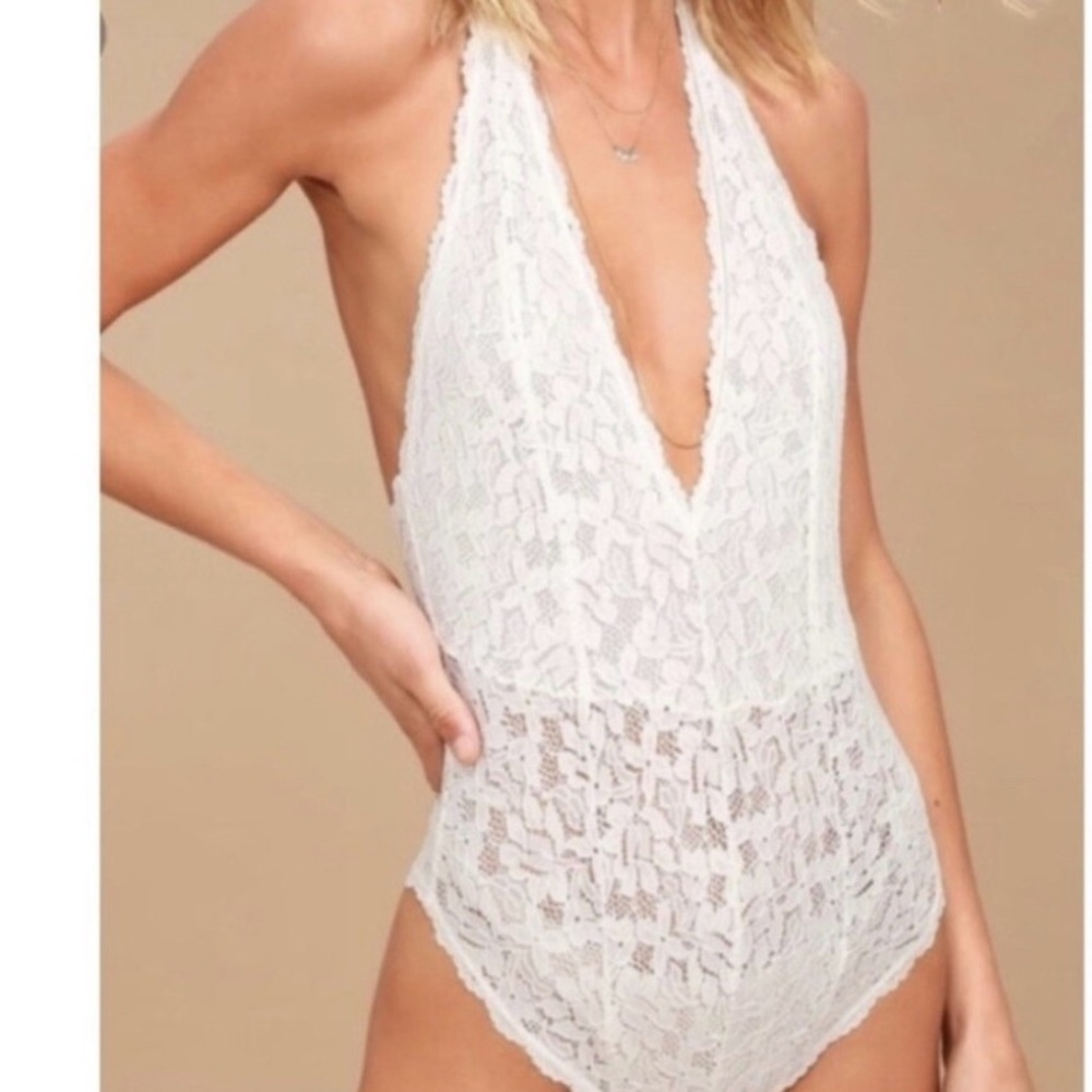 NEW Free People White Avery Lace Bodysuit size Large - Picture 10 of 14